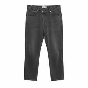Goth Black Denim Asymmetrical Waist Straight Leg Jeans US 12 Baggy Streetwear